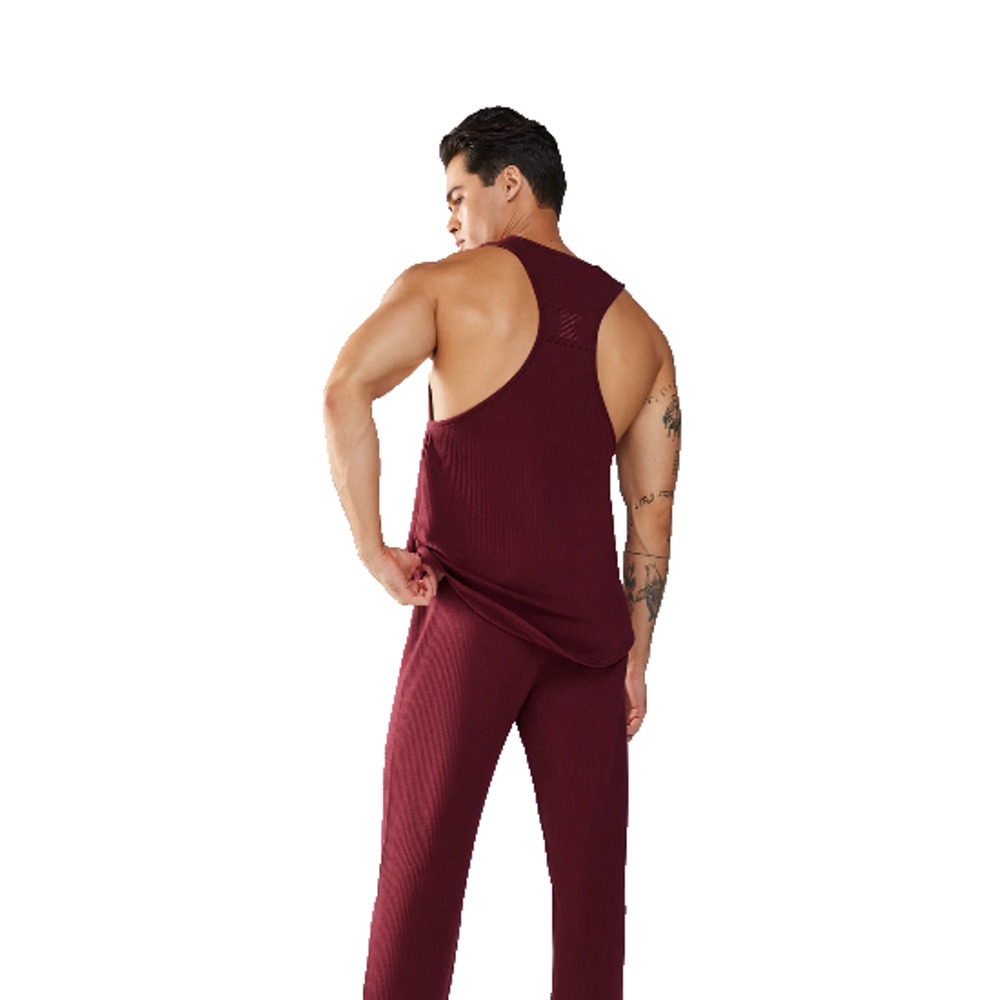 Savage Fenty Mens Rib Sleep Muscle Tank Top Size XL Burgundy Racerback Comfy - Picture 3 of 11